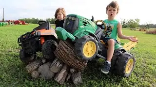 Using kids tractors to clean up huge mess | Tractors for kids