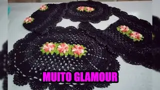 Jogo de Banheiro Preto de Crochê com Fio Prateado #vlogdeproducao