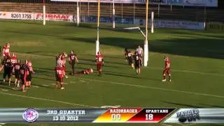 Gridiron SA Week 08 2012 Port Adelaide Spartans 3rd and goal Pass TD