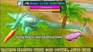 TAMING BRONTO WITH AUTO FIRE GOD CONSOLE POWER, INF AMMO USING SMOOTHING BALM AND ROCKROT IN ARK