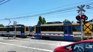 Mayhew Road Railroad Crossing, Sacramento Light Rail Gold Line Inbound, La Riviera CA