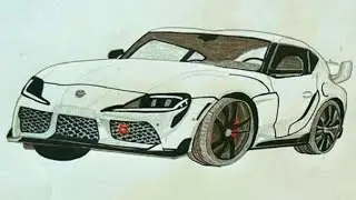 How to draw  a car, Toyota Supra MK5 2025, pencil drawing, Sports car.