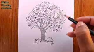 how to draw an apple tree/apple tree drawing