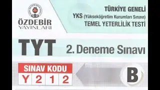ÖZDEBİR TYT 2 - Y212 TÜRKİYE GENELİ TYT MATEMATİK ÇÖZÜMLERİ