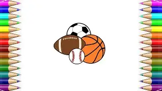 🎨 How to Draw Popular Sports Balls Step by Step 🏀⚽🏈⚾ | Easy Drawing for Kids! #Ball #Sport #Viral