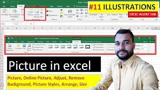 Insert tab | Illustration Group | Remove Background | Picture | Arrange | excel 16 | series 11