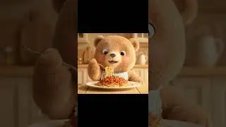 Bear Whispering While Eating Pasta, Cute ASMR  #asmr #aianimals #ai #whispering