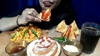 EATING MY FAVORITE SNACK SPICY 🔥PASTA SAMOSA MALAI BUN @COOKIE @INDIANFOODASMR @FOODIEINDIA.
