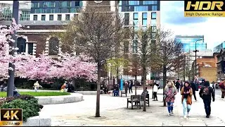 London walk and Cherry Blossom 2021 | Spring walking tour in Aldgate and Whitechapel Market [4K HDR]