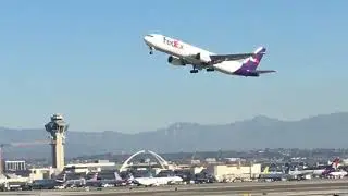 FedEx Express B767-300F takeoff LAX [2]