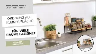 3-stufige Gew&uuml;rzregale im 2er Set: Bambus & Metall f&uuml;r perfekte K&uuml;chenorganisation | bremermann