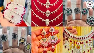 सोने की पॉलिश में चांदी के nacklace // hathphool design//silver jhumka//silver bichiya // jodha ring