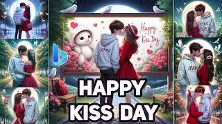 Happy kiss day Ai photo editing couples name images | Learn Ai | Bing image creator tutorial FREE