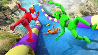 GTA 5 Crash Test Dummy &bull; Crazy Water Slide Ragdolling and Jumps!