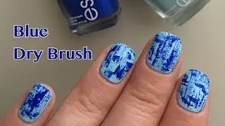 Blue Dry Brush Nails
