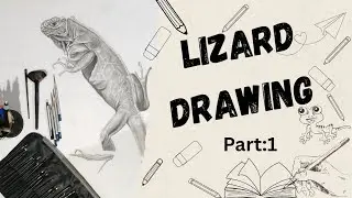 Lizard drawing Part:1st  Charcoal+Graphite drawing 