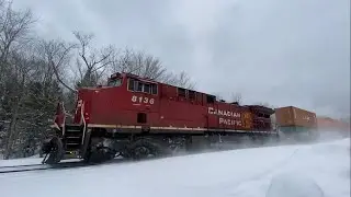 CP 8136, NS 8105 & CP 9813 heading into MacTier, ON