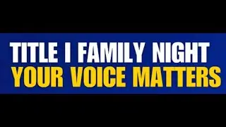 Annual Title 1 Parent Meeting