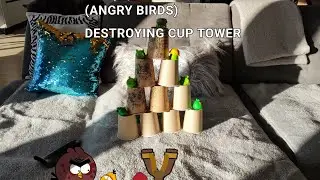 (Angry Birds) : DESTROYING CUP TOWER 🗼 🍵 #angrybirds #cuptower