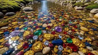 Nature's Secret Revealed: A Shoreline Covered in Precious Stones