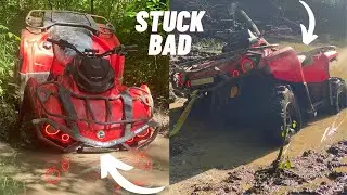 Mudding the can am outlander 450 [STUCK BAD]