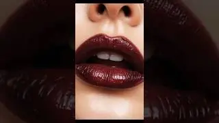 Deep ruby-red lips with a golden shimmer#shorts