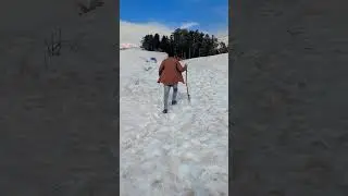 Hill climb long hiking on snow surface #snow #hiking #view
