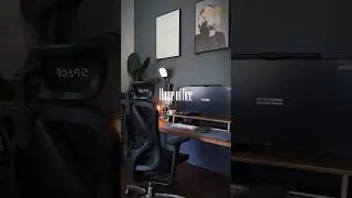 Dark mode dream home office desk setup with wood tones #desksetup #workspace #homeoffice #setuptour