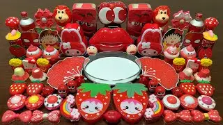 Strawberry Red Slime !! Mixing Random Things Into GLOSSY Slime !! Satisfying Slime Smoothie #223