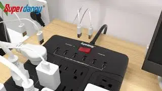 SUPERDANNY Surge Protector Power Strip with 22 Outlets & 6 USB