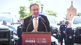Entrega Gobernador Durazo 37 nuevas patrullas a la Policía Estatal, en el marco del Día del Policía.