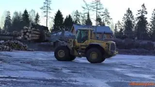 Volvo Wheel Loader Moving & Stacking Timber