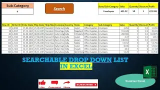 Searchable Drop Down List in Excel without using VBA  #SumDax # Excel #GoogleSheet