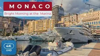 🇲🇨 Bright Morning at the Monaco Marina | Quiet Waterfront Walk 4K