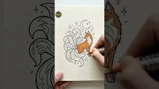 ASMR Coloring | Nine-Tailed Fox Shimmering Under the Moon 🦊🌙✨ (No Talking)