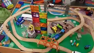 Jenga City 13 - Marble runs on magic tile building 2nd try and that's fun