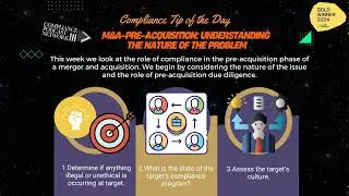 Compliance Tip of the Day &ndash; M&A-Pre-Acquisition Phase: Understanding the Nature of the Problem