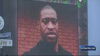 First Arena billboard shows picture of George Floyd
