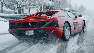 The Snow Drifting Ferrari Testarossa I 4k I MaxiMedia x WoyshinsMedia