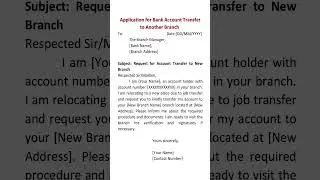 Application for bank account transfer to another branch 🏢🏬#shorts#shortfeed#shortviral#short#shortvd