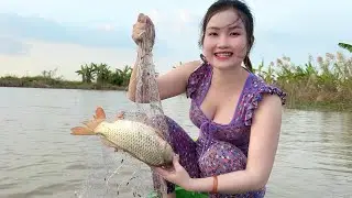 Giăng Bẫy Cá Trên Ruộng Nước Ngập Bắt Bầy Cá Lớn Thấy Mà Mê | trúc phương vlog