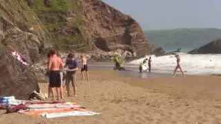 Fun surfing at Whitsand Bay - old footage movie