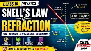 Snell's law of refraction|snell's law explained|snell's law physics #snellslaw #physics #class10 #yt
