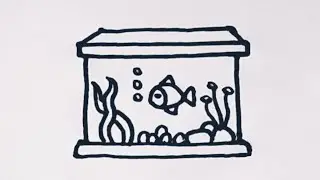 Fish tank drawing easy step by step/Fish tank drawing easy @SimpleLineDrawing 