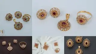 Latest Mini Gold jewelry set design /tops, ring , locket set/گولڈ جیولری سیٹ