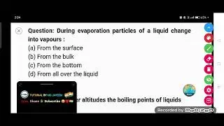 During evaporation particles of a liquid change into vapours :-