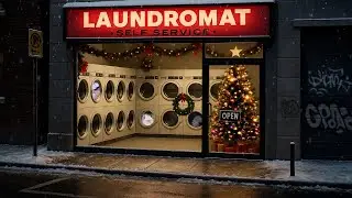 Christmas Snowstorm Laundromat Ambience &ndash; Cozy Washing Machine Sounds for Relaxing