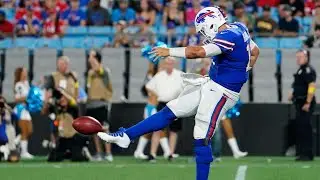 Bills quarterback Matt Barkley talks about punting in Matt Araiza's absence