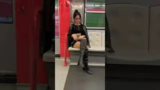 The girl on the train in tights  #collant #nylon #tights #fyp #shorts