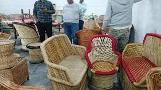 Customer Visit At Our Dwarka Warehouse For Purchase Cane And Bamboo Furniture For Home Use 